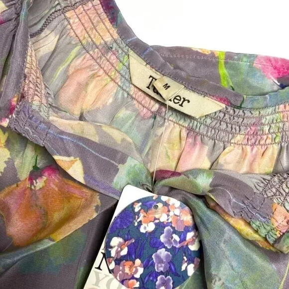 NWT 100% Silk Tucker NYC Gaby Basora Floral Dress