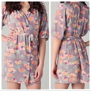 NWT 100% Silk Tucker NYC Gaby Basora Floral Dress