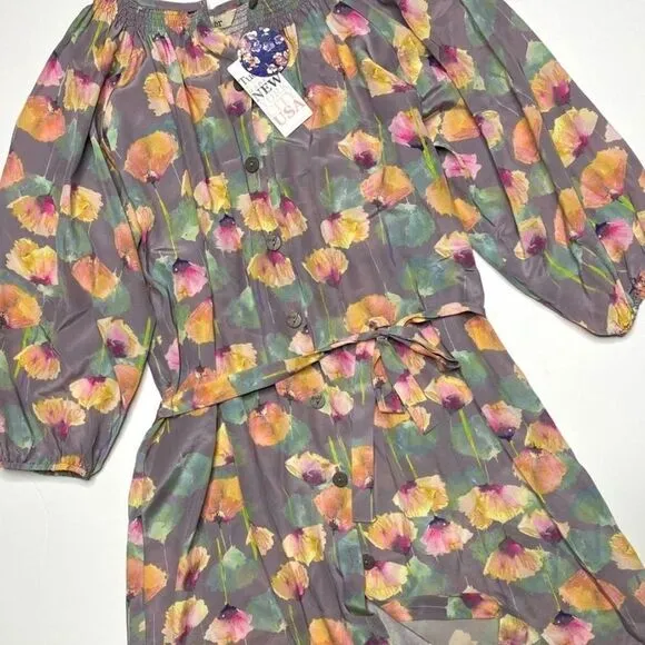 NWT 100% Silk Tucker NYC Gaby Basora Floral Dress
