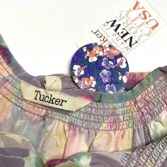 NWT 100% Silk Tucker NYC Gaby Basora Floral Dress