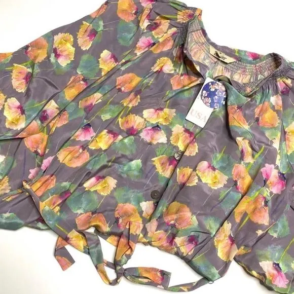 NWT 100% Silk Tucker NYC Gaby Basora Floral Dress