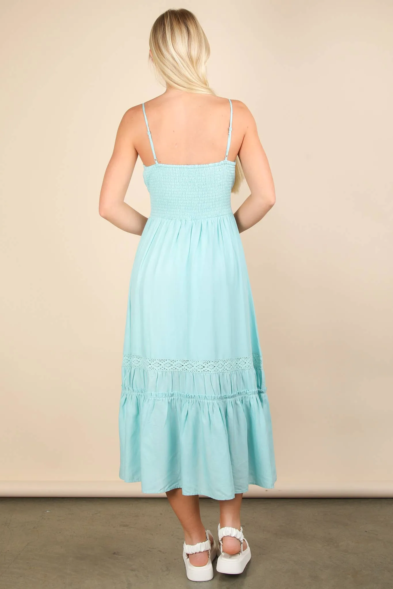 Ocean Lace Detail Woven Midi Dress