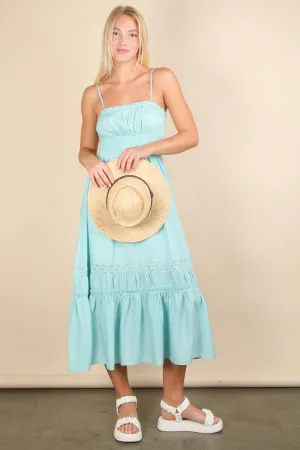 Ocean Lace Detail Woven Midi Dress
