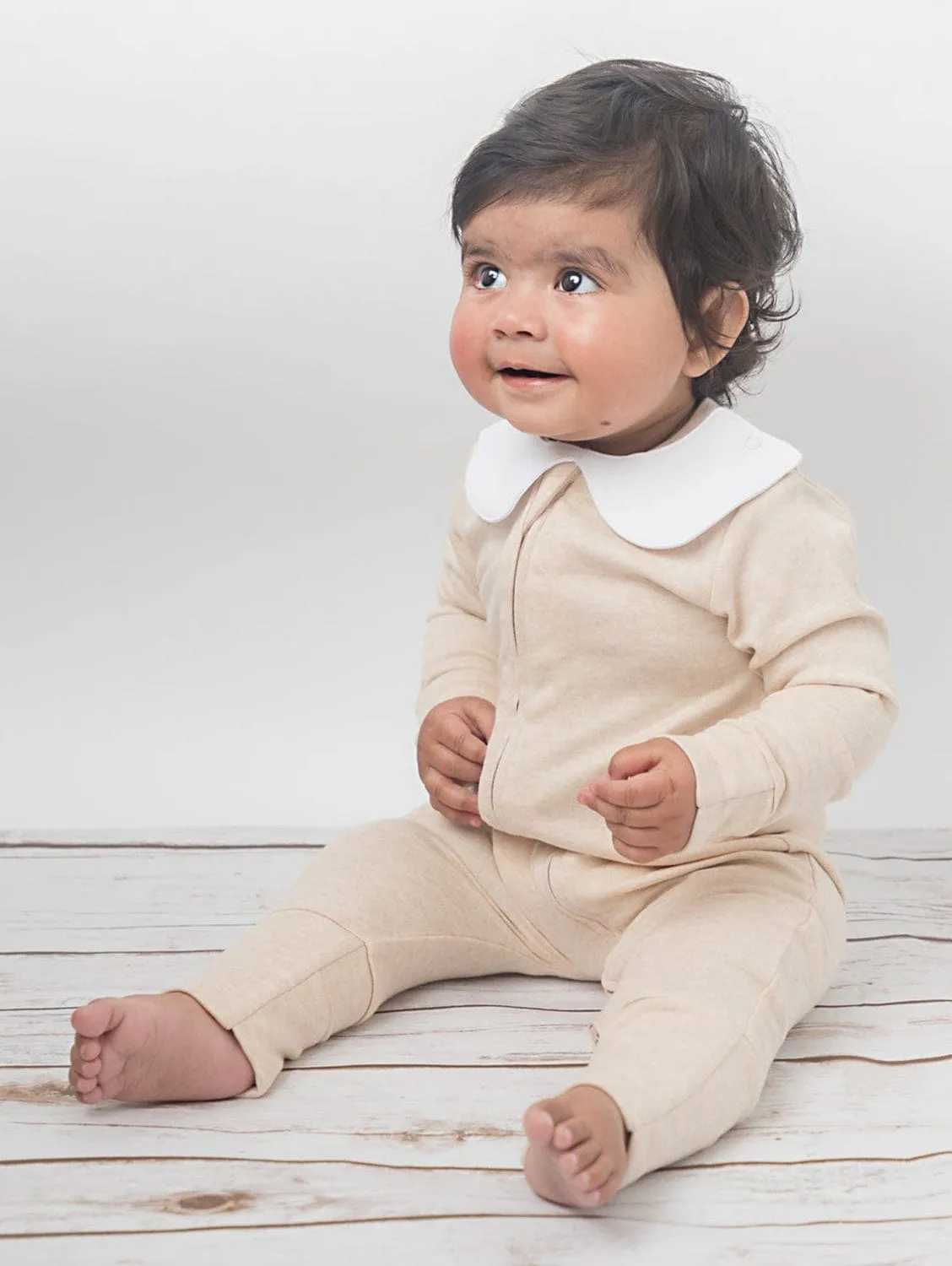 Organic Cotton Zippered Sleepsuit | Oatmeal