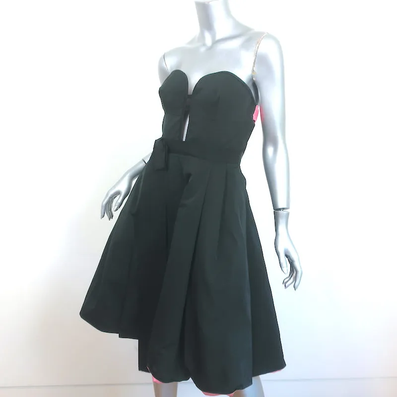 Oscar de la Renta Strapless Two-Tone Cocktail Dress Black/Pink Silk-Blend Size 6