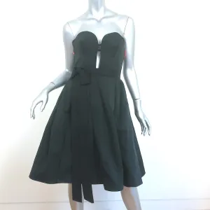 Oscar de la Renta Strapless Two-Tone Cocktail Dress Black/Pink Silk-Blend Size 6