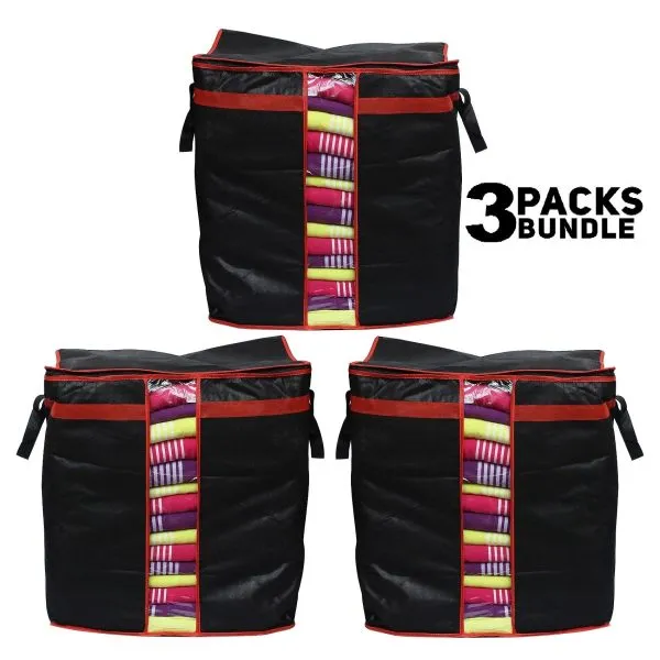[pack Storage Large | Clothes | Containers Folding Storage Bedding Boxes Blanket Of Box Secure delivery  Double Foldable Organizers Large 3 Verified Clothing Bag ] Zipper