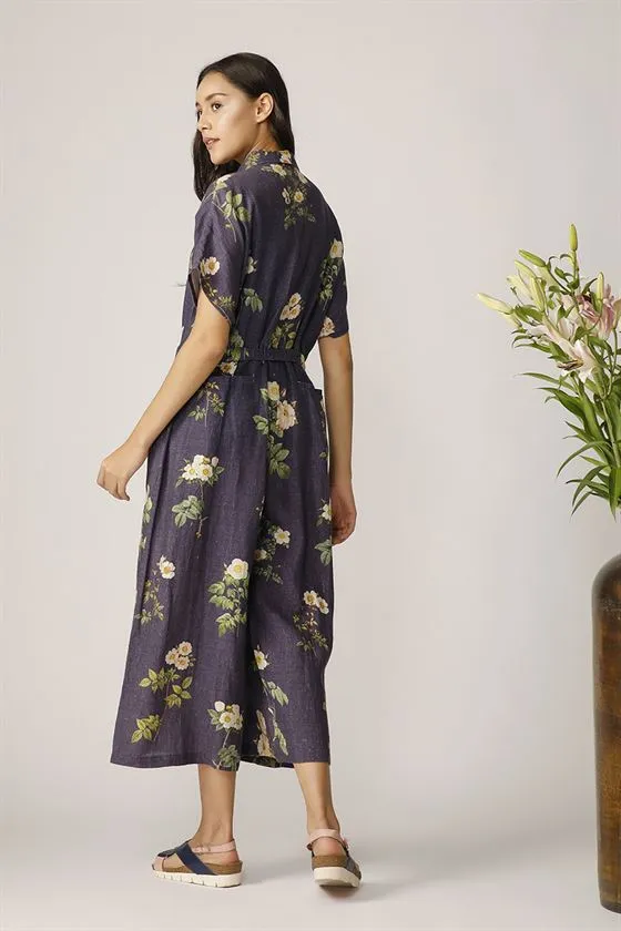 Payal Pratap   -   Navy Blue Delta Printed Jumpsuit Morning Glory