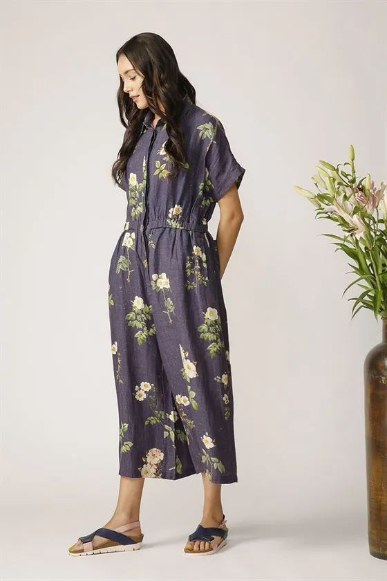 Payal Pratap   -   Navy Blue Delta Printed Jumpsuit Morning Glory
