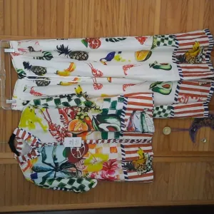 Perbai Womens NWT Tropical Print 2 Piece Short Sleeve Wide Leg LoungeSet Size XL