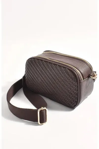 Percy Weave Cross Body Bag Chocolate