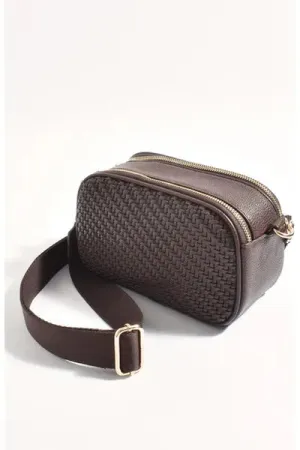 Percy Weave Cross Body Bag Chocolate