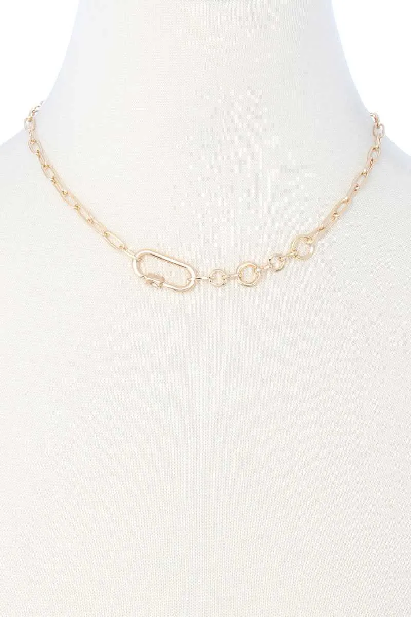 Pin Closure Metal Chain Necklace