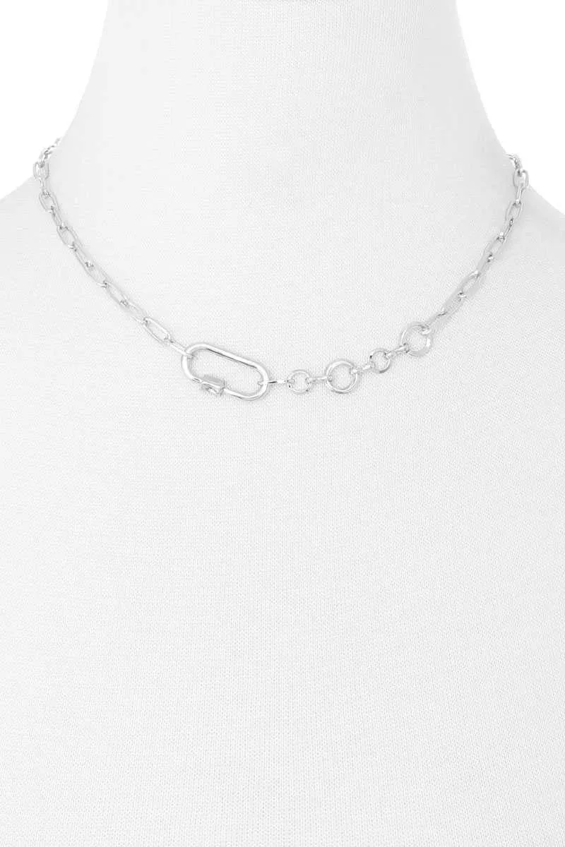 Pin Closure Metal Chain Necklace