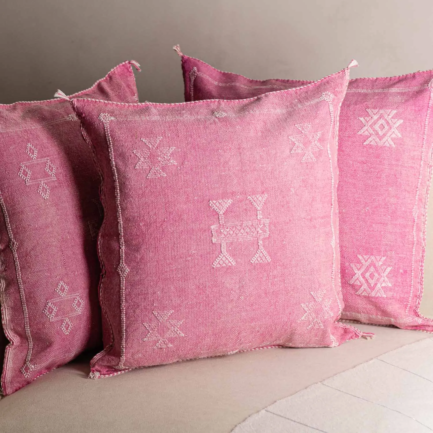 Pink Cactus silk pillow cover