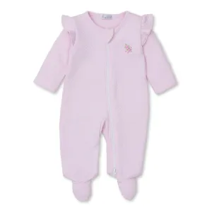 Pink Rose Scrolls Jacquard Zip Footie
