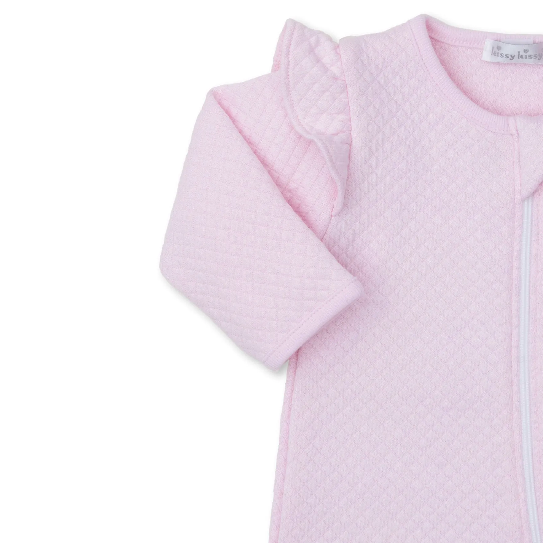Pink Rose Scrolls Jacquard Zip Footie