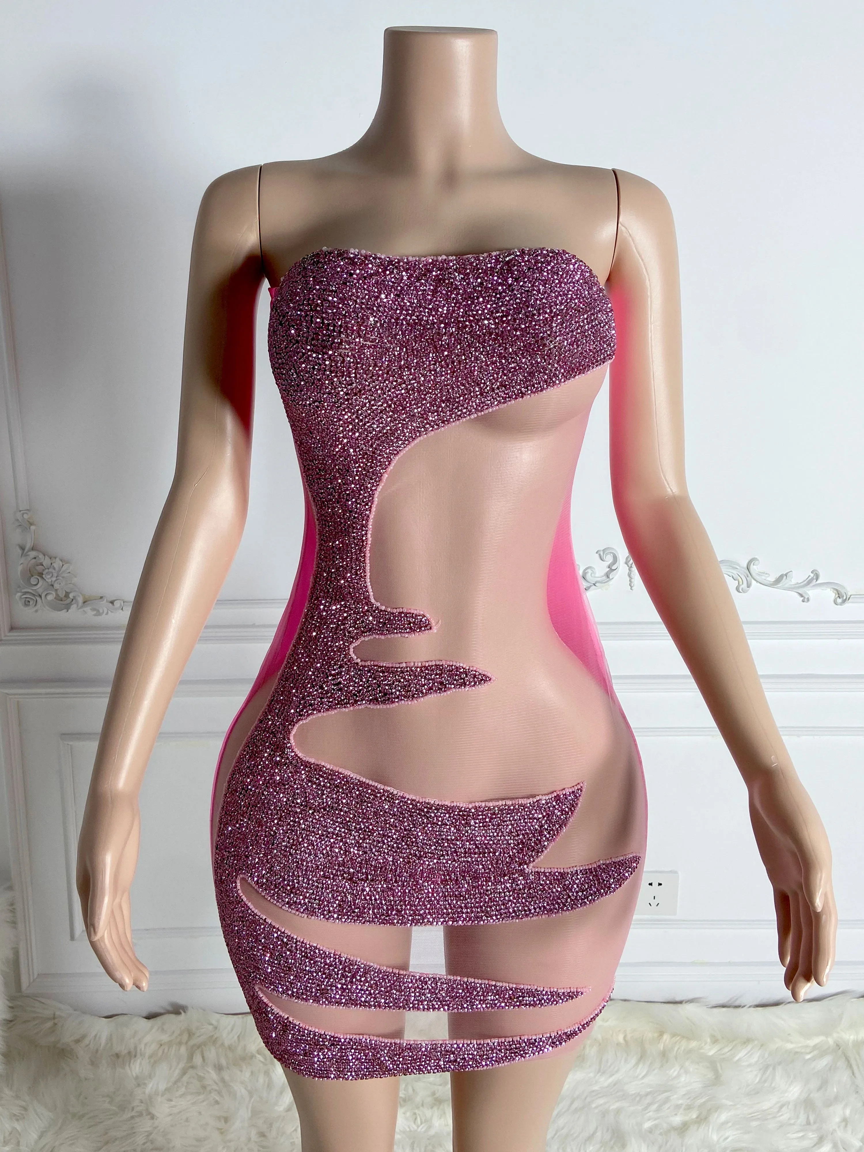 Pink Sheer Zippered Dress