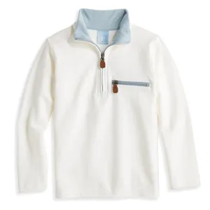Pique Half Zip with Pocket -- Ivory w/ Moody Blue