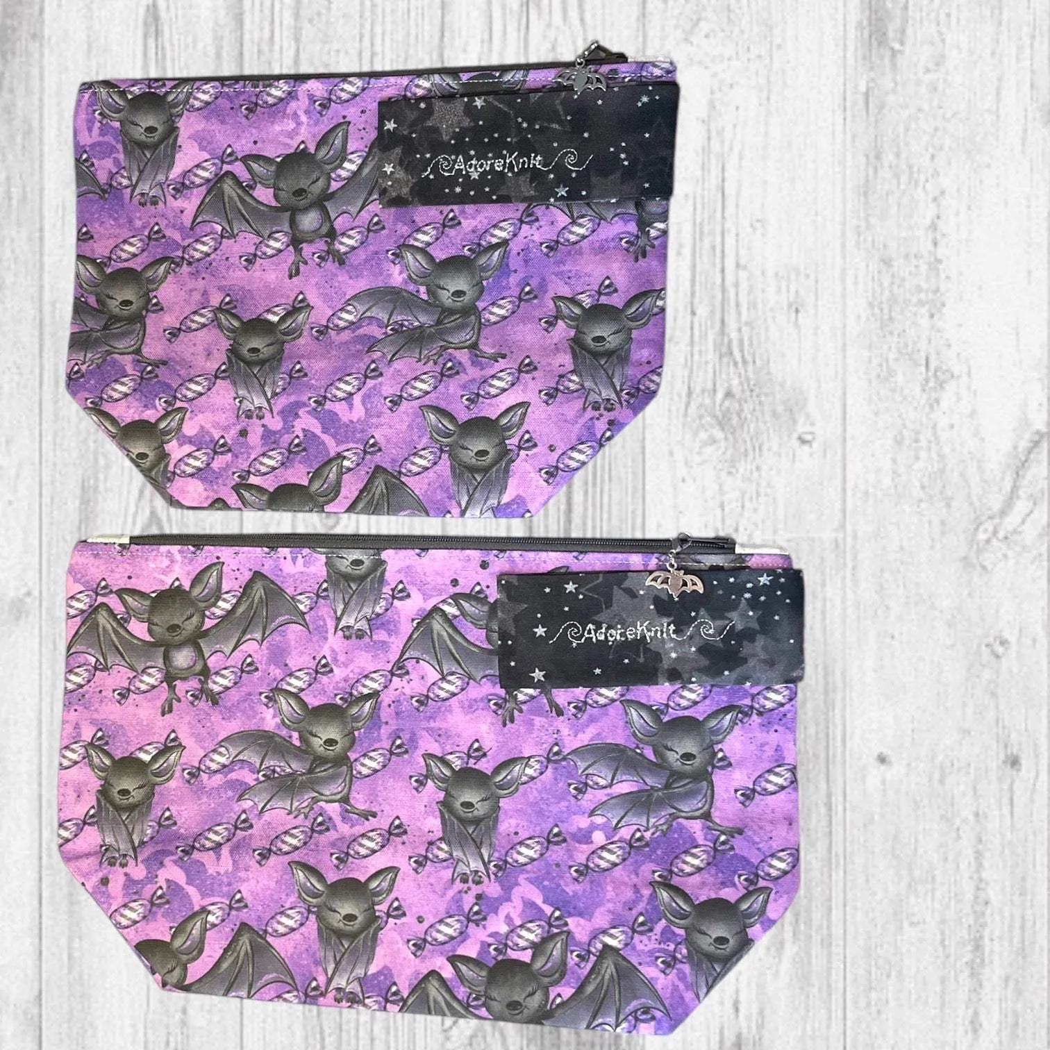 Playful Purple Bats Pass Piles of Peppermint Candy Project Bag