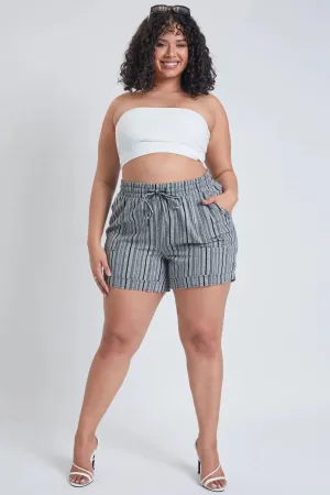 Plus Linen Striped Shorts