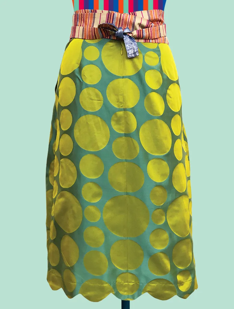 Polka-Dot Silk Obi Belt Skirt