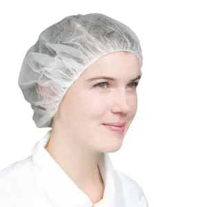 Polypropylene Bouffant Cap 21" or 24"  White  | 11 gsm 100 ea/Bag  10 Bags/Case