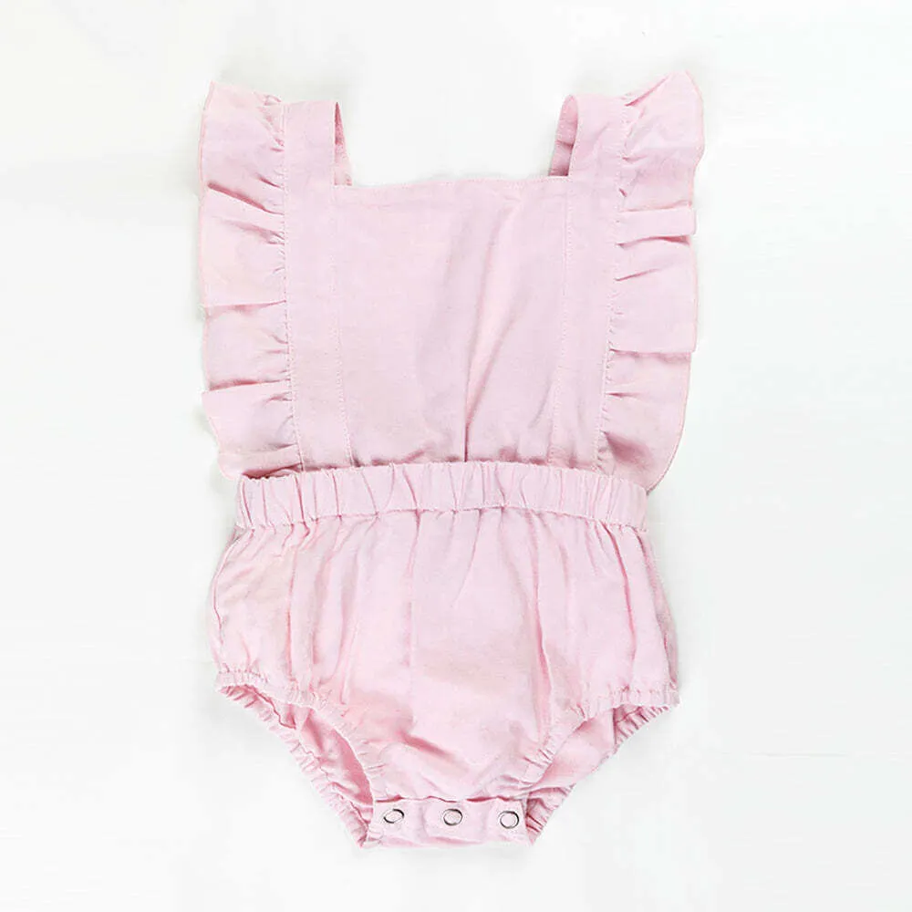Ponchik Babies   Kids Ruffle Back Romper - Lemonade