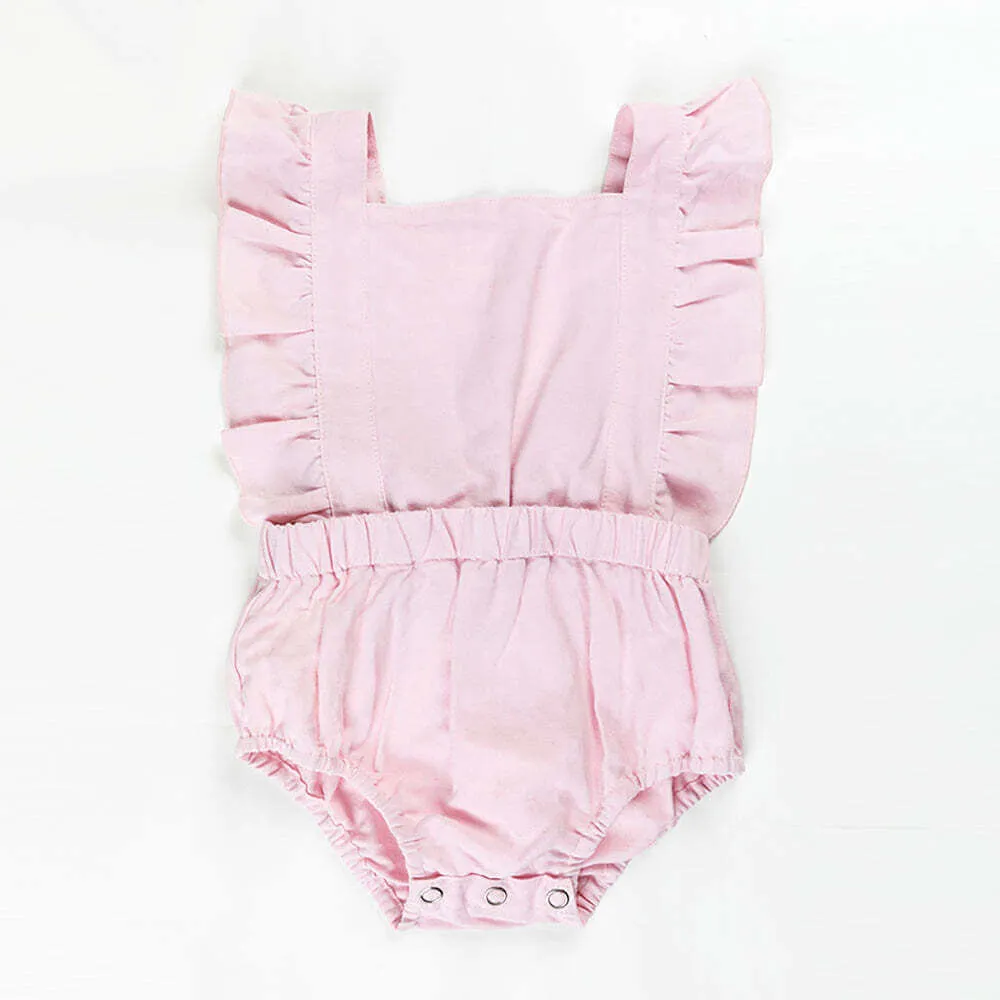 Ponchik Babies   Kids Ruffle Back Romper - Lemonade