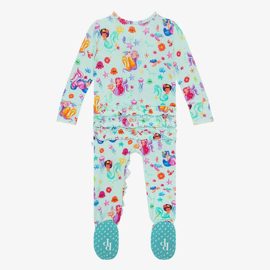 Posh Peanut Kai Ruffled Zippered Footie