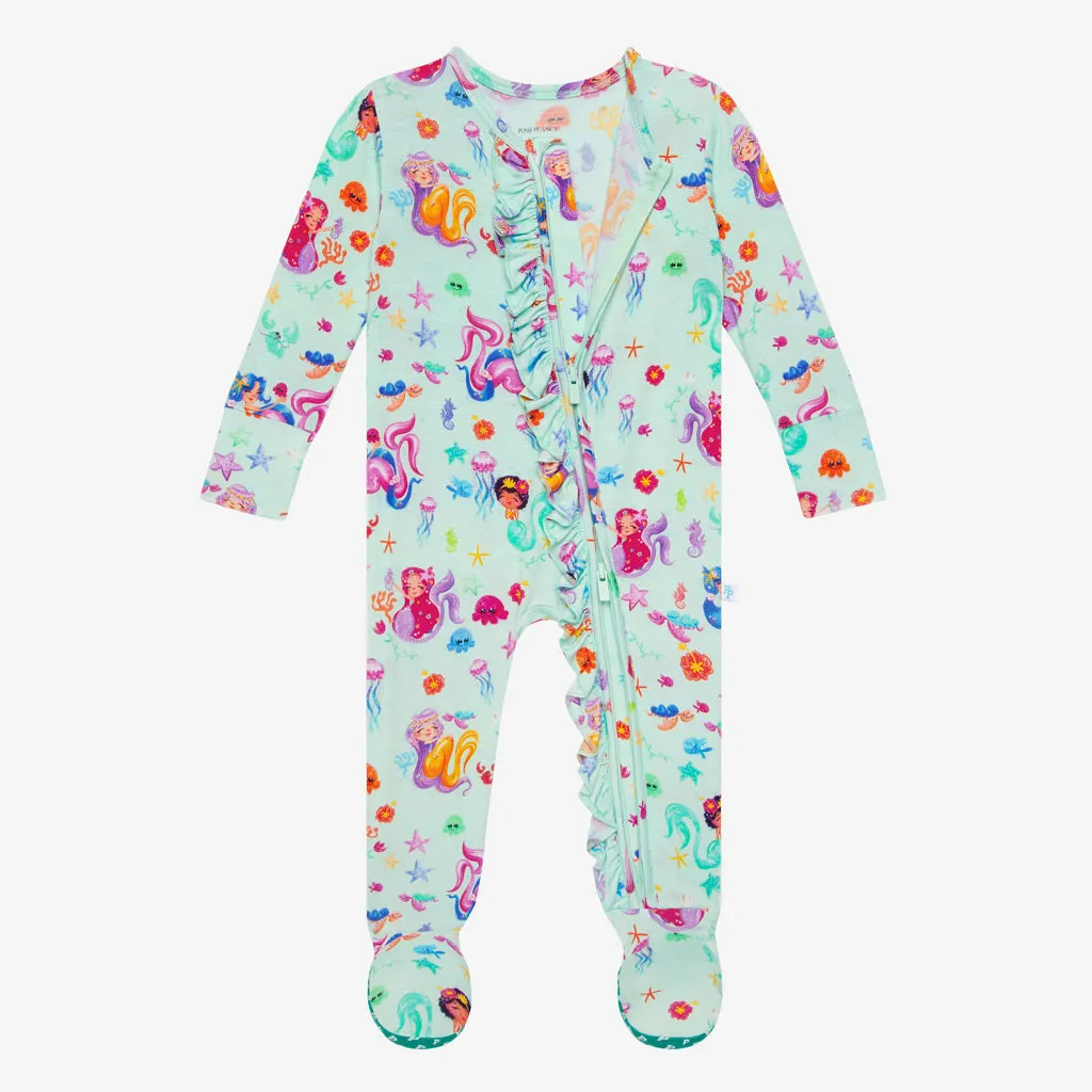 Posh Peanut Kai Ruffled Zippered Footie