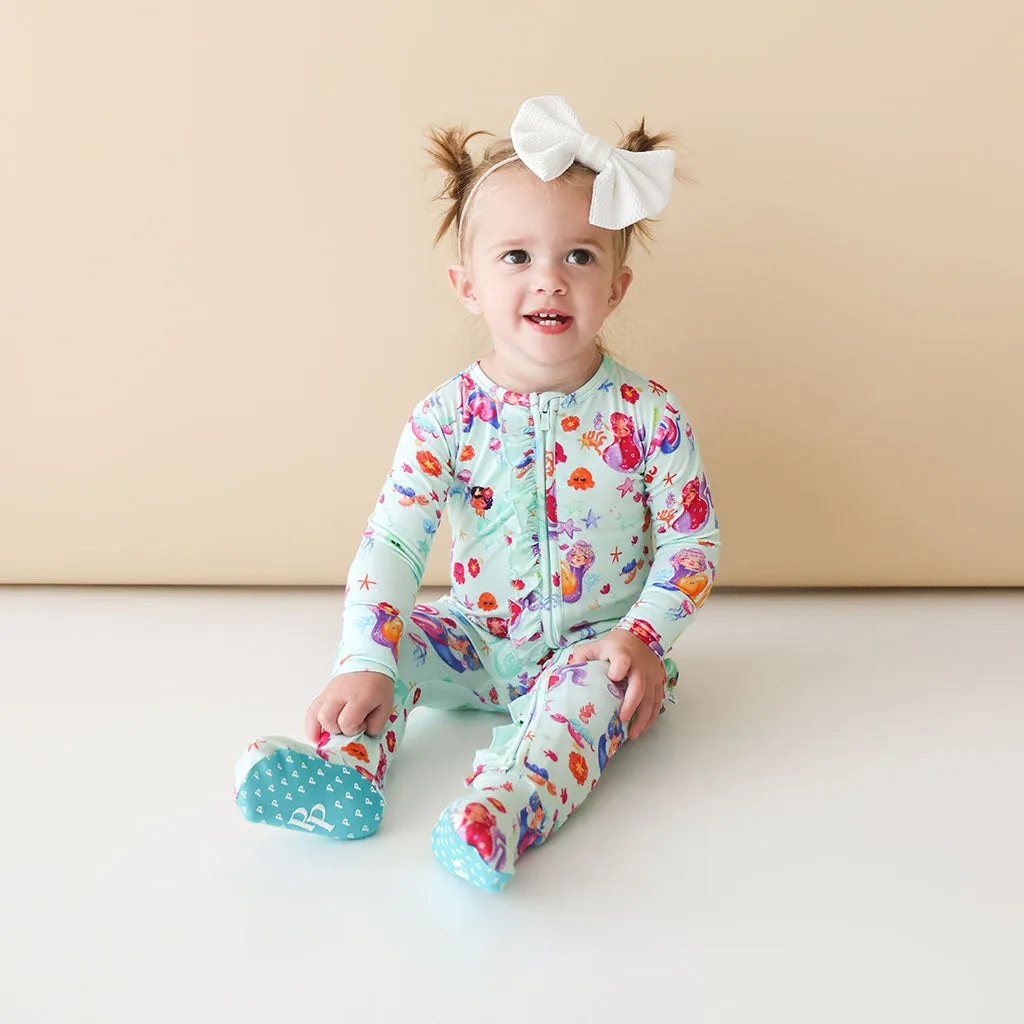 Posh Peanut Kai Ruffled Zippered Footie