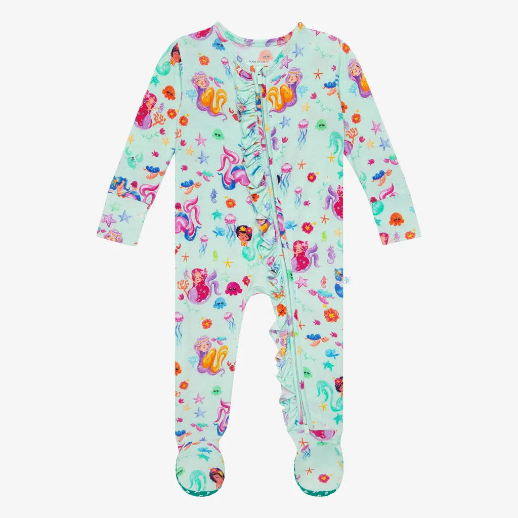 Posh Peanut Kai Ruffled Zippered Footie