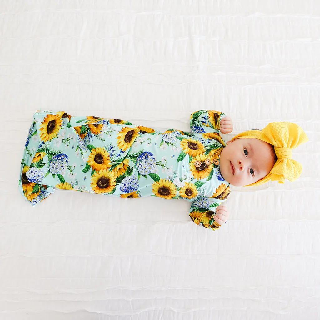 Posh Peanut Sunny Wood Button Zippered Gown