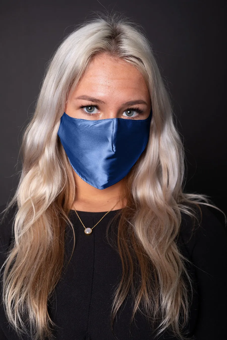 Pure Mulberry Silk Face mask: Navy blue
