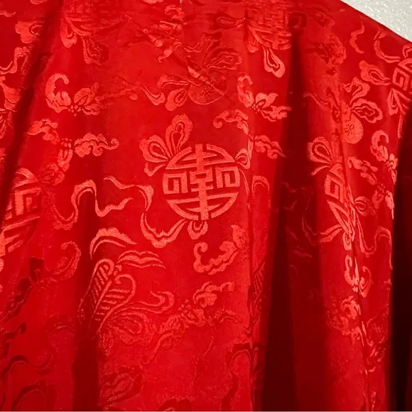 Pure SILK Chinese Dragon Red Kimono Robe‎ Duster