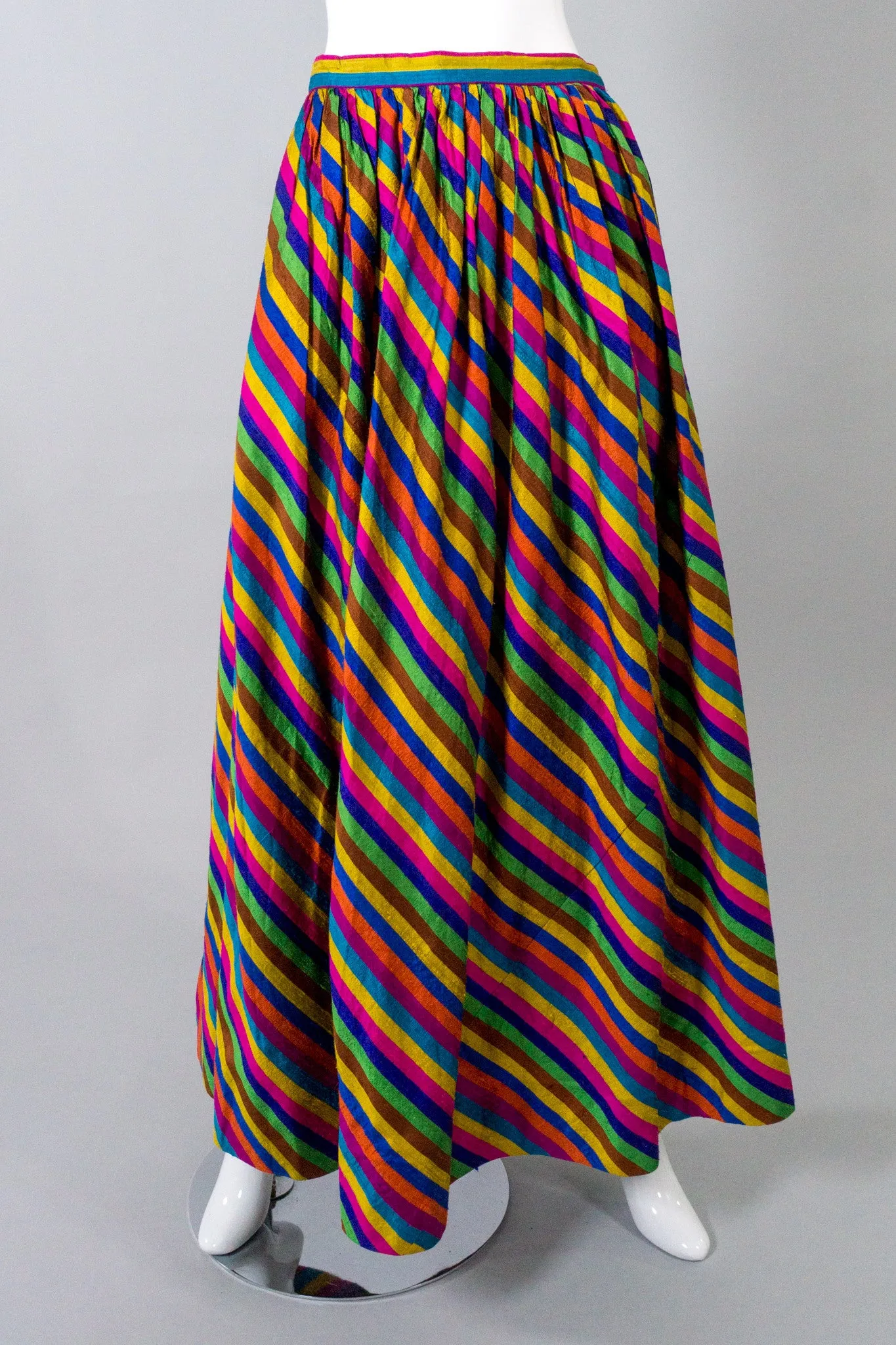 Rainbow Striped Silk Skirt