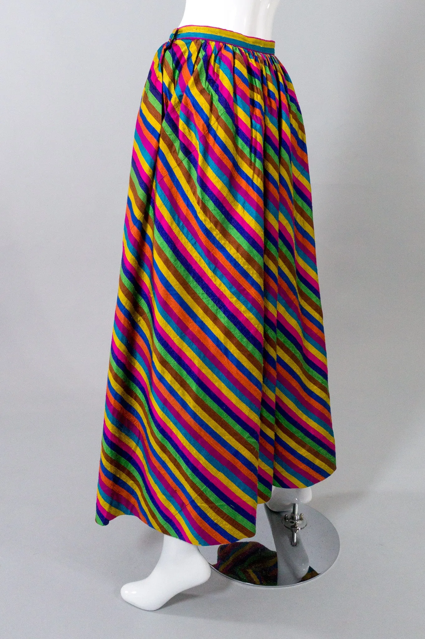 Rainbow Striped Silk Skirt