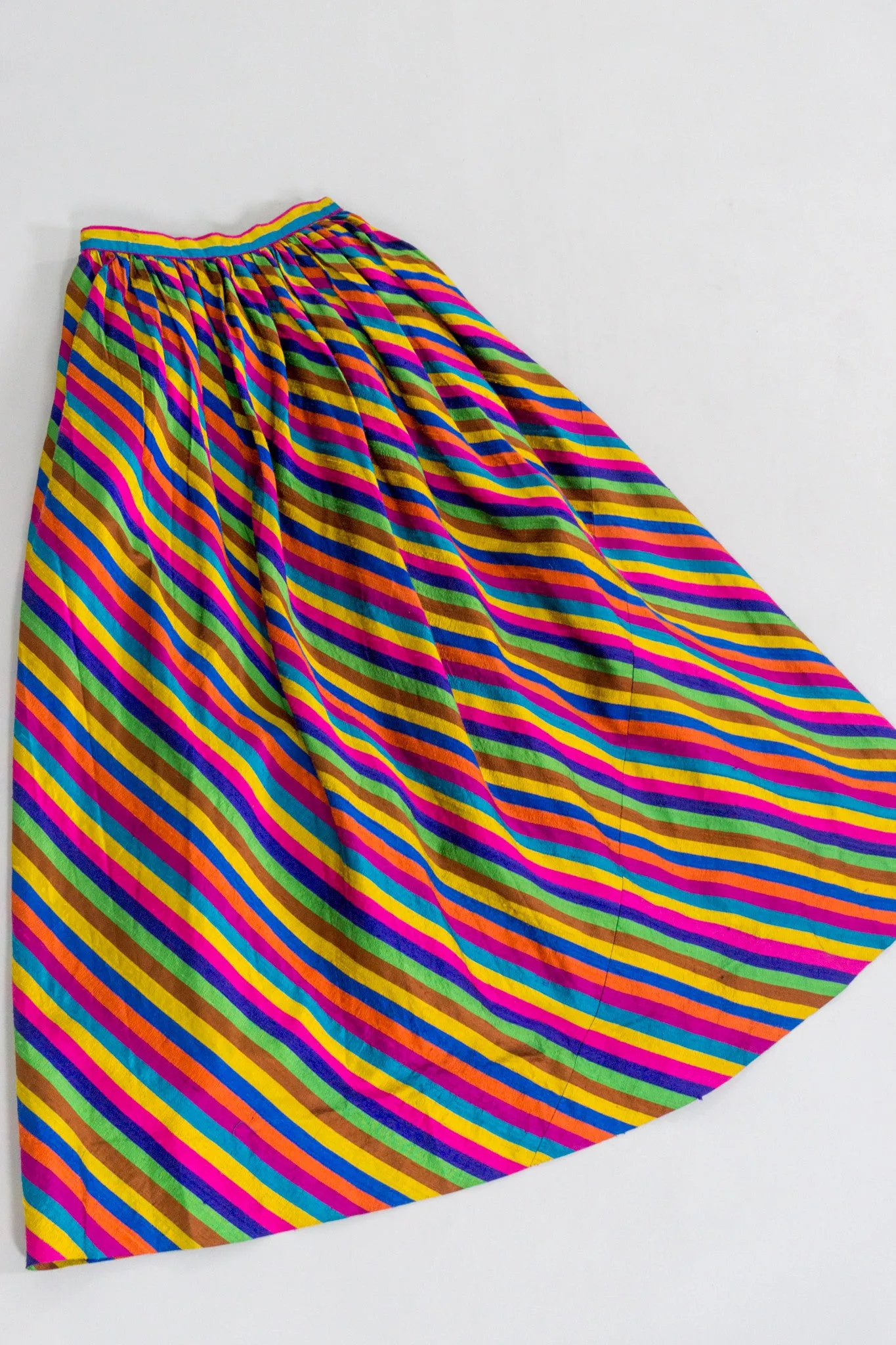 Rainbow Striped Silk Skirt