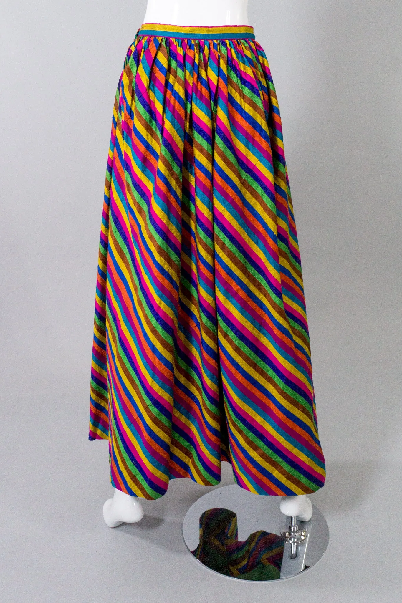 Rainbow Striped Silk Skirt