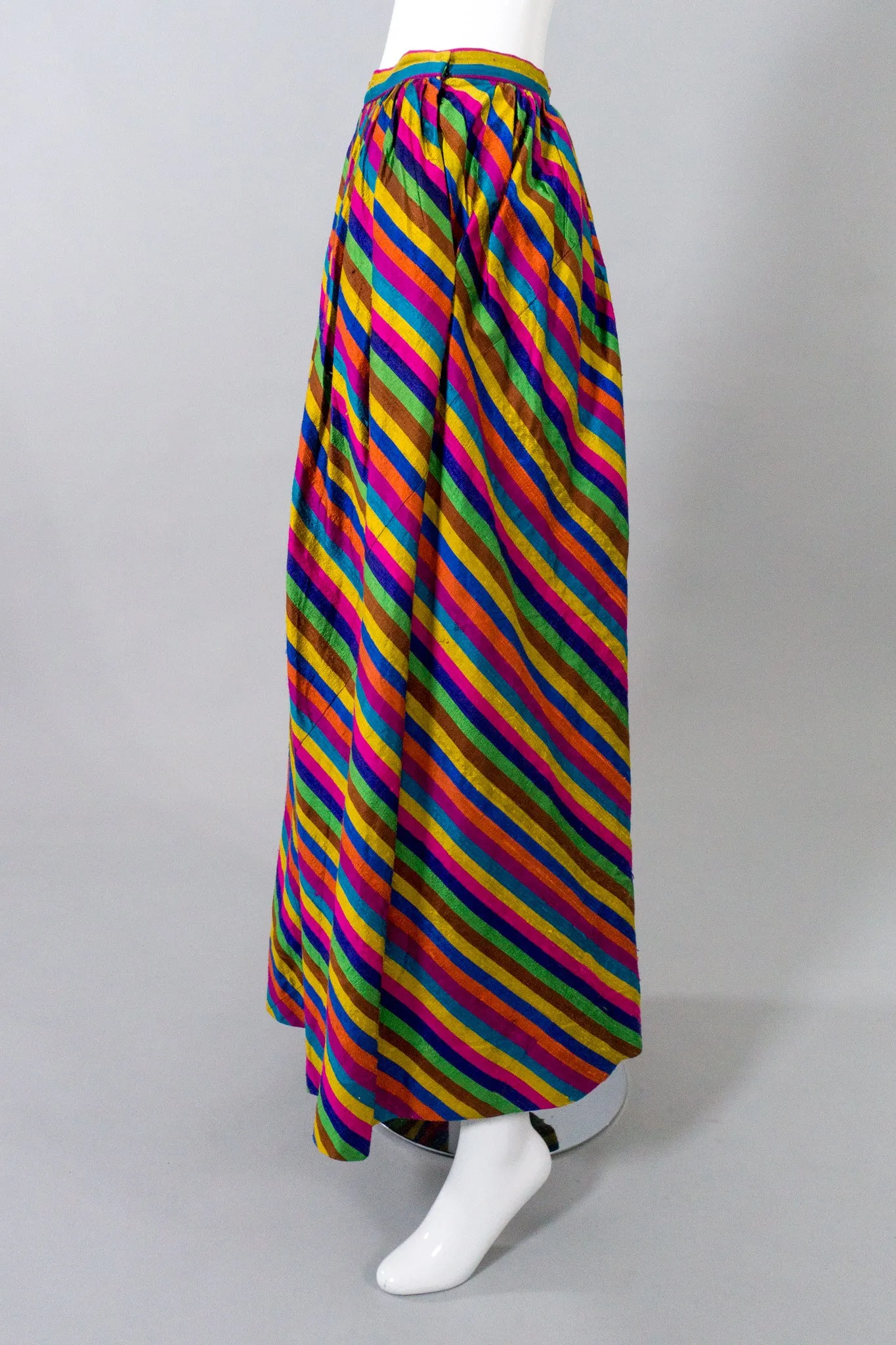 Rainbow Striped Silk Skirt