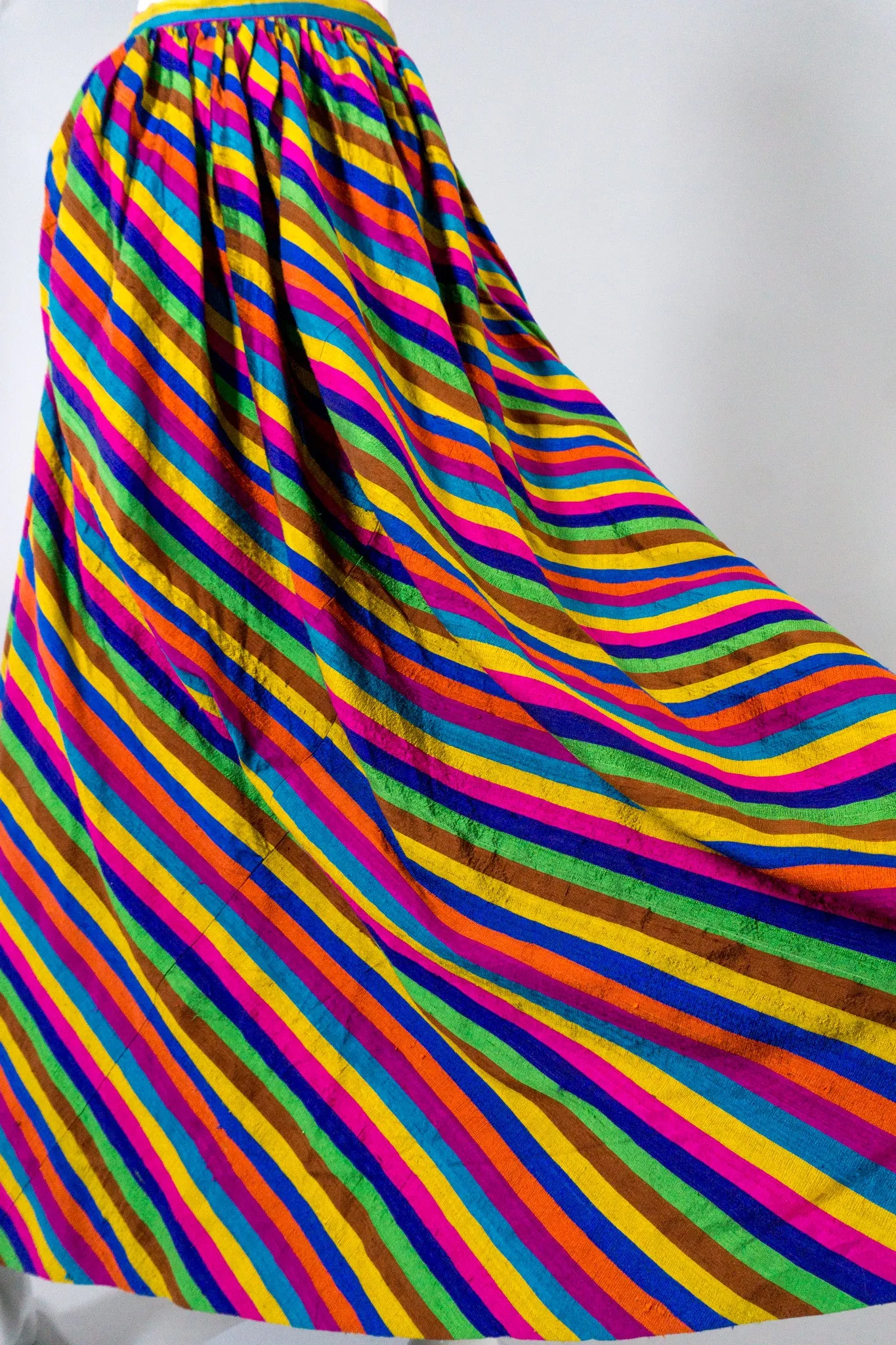 Rainbow Striped Silk Skirt