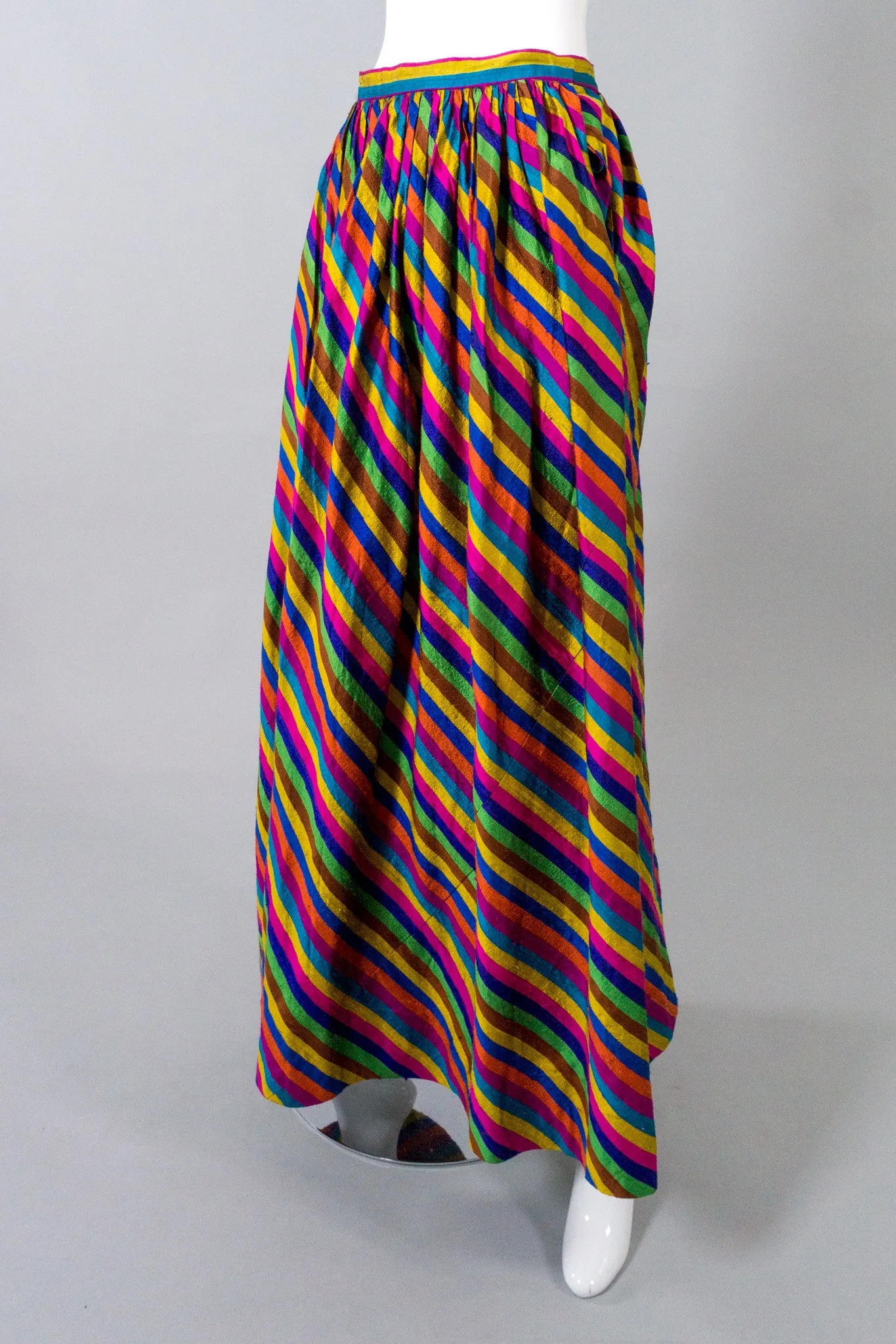 Rainbow Striped Silk Skirt