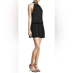 Ramy Brook Mila Choker Collar Silk Mini Dress Size Small