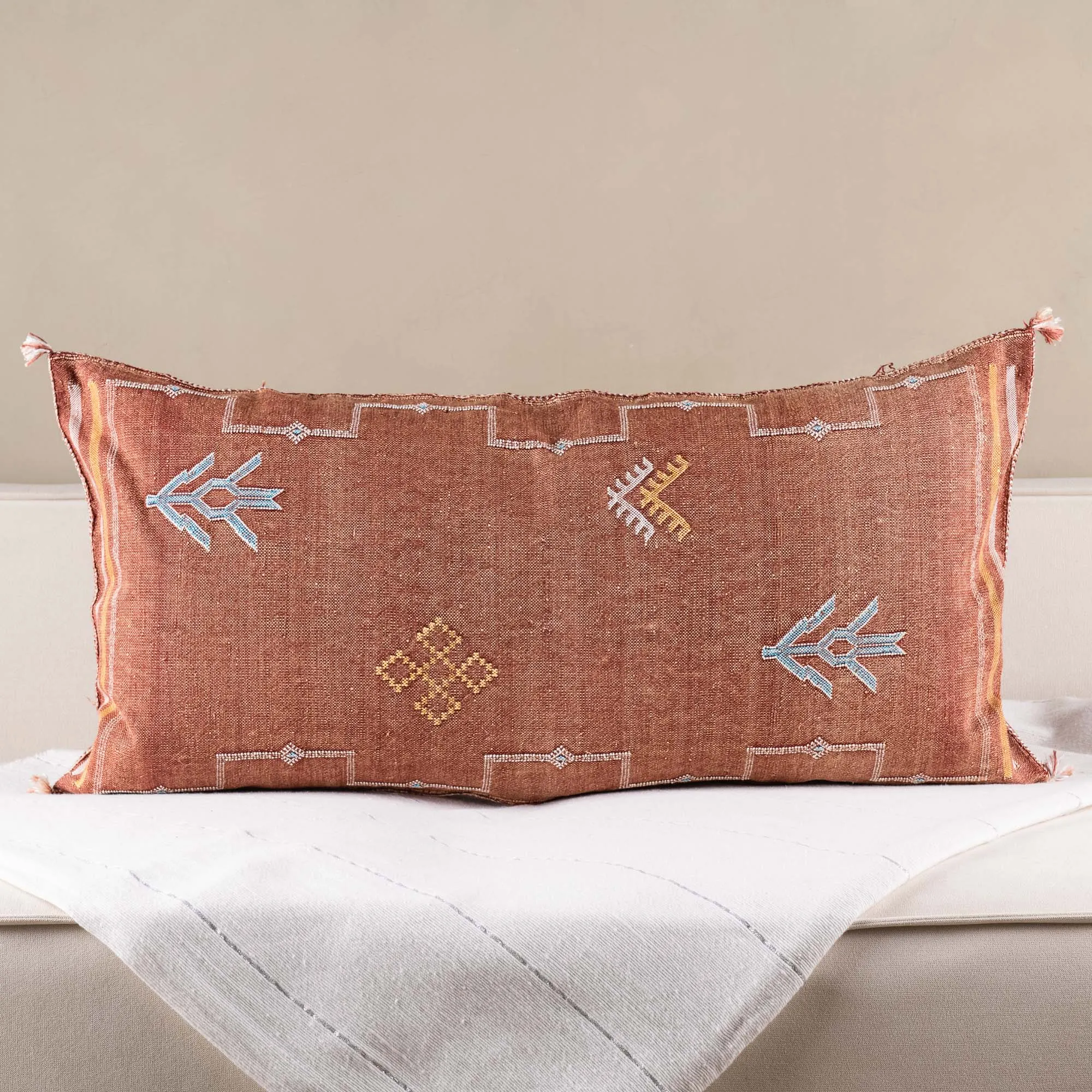 Red Cactus silk pillow cover