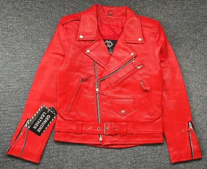 Red Marlon Brando Leather Biker Jacket
