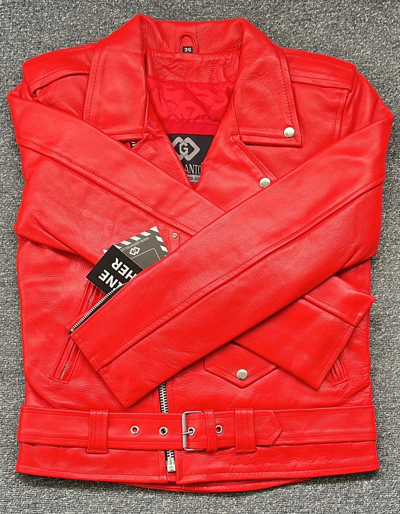 Red Marlon Brando Leather Biker Jacket
