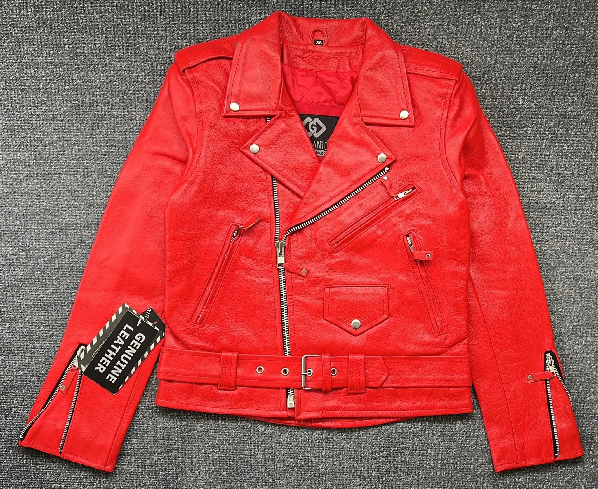 Red Marlon Brando Leather Biker Jacket