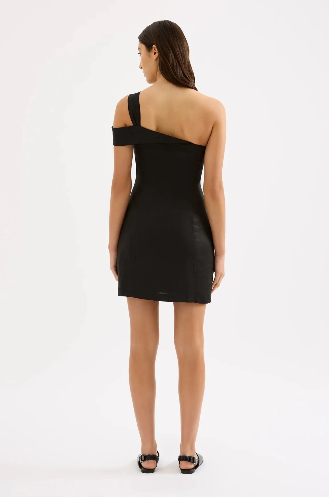 Reese Linen Mini Dress BLACK