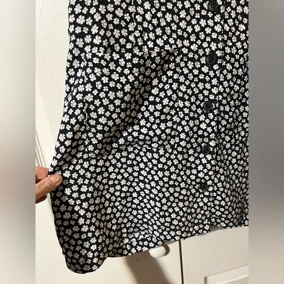 Reformation Dress Short Sleeve Button Down Daisy Print Mini Size M